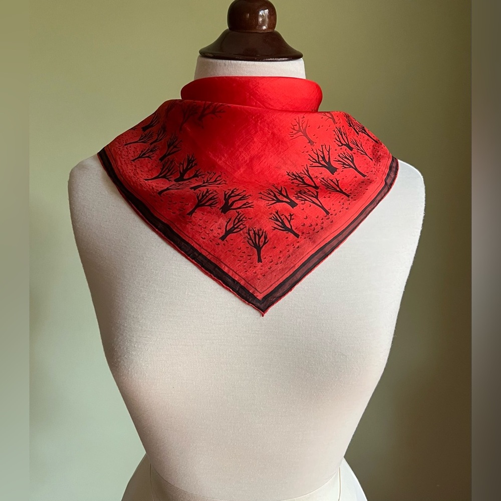 Vintage Autumn Tree Scarf by Vera, Silk Square Scarf, Spooky Witchy Academia